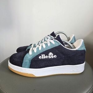 Ellesse Suede Sneakers Womens Size 6.5 Navy Blue Teal Retro Low Top Lace Up
